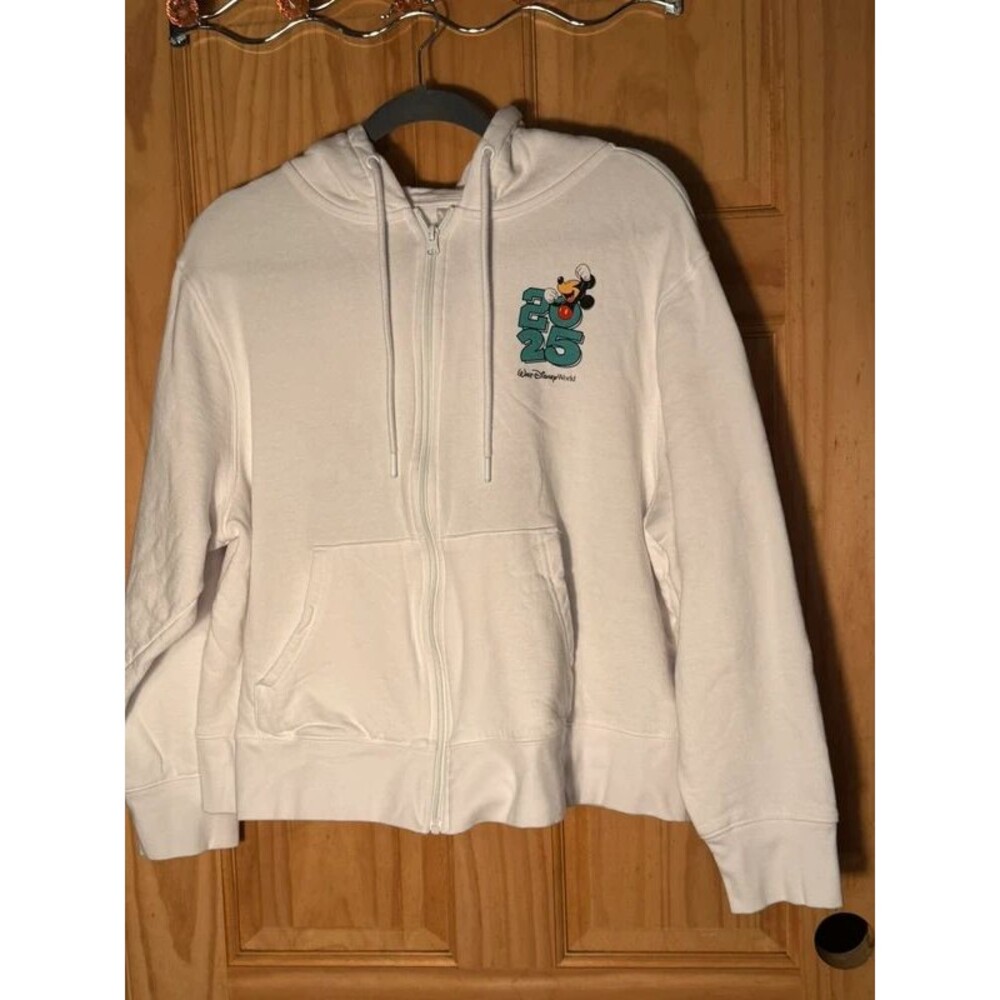 Disney Mickey Mouse 2025 Zip Up White Sweatshirt SSize XL